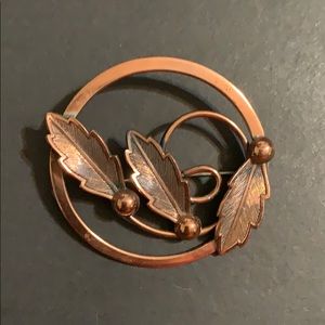 Vintage Bell Copper Leaf Brooch